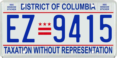 DC license plate EZ9415