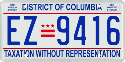 DC license plate EZ9416