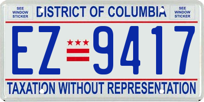 DC license plate EZ9417