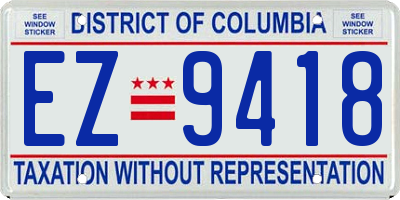 DC license plate EZ9418