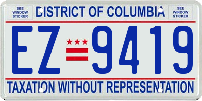 DC license plate EZ9419