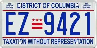 DC license plate EZ9421