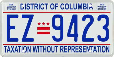 DC license plate EZ9423