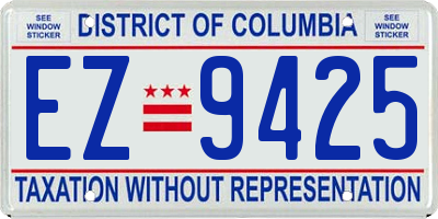 DC license plate EZ9425