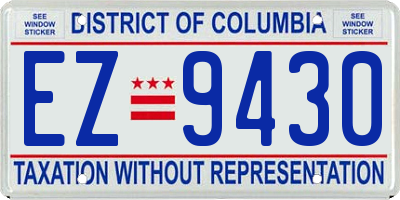 DC license plate EZ9430