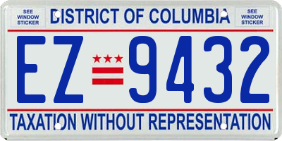 DC license plate EZ9432