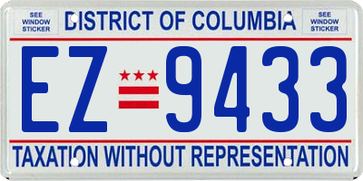 DC license plate EZ9433