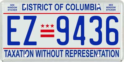 DC license plate EZ9436