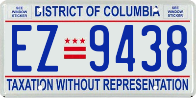 DC license plate EZ9438