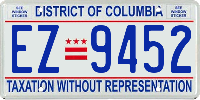 DC license plate EZ9452