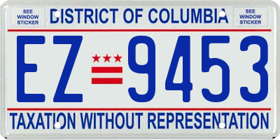 DC license plate EZ9453