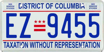 DC license plate EZ9455