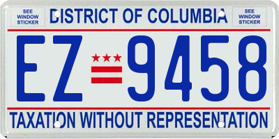 DC license plate EZ9458