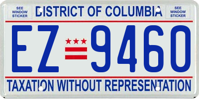 DC license plate EZ9460