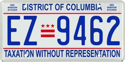 DC license plate EZ9462