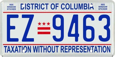 DC license plate EZ9463