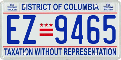 DC license plate EZ9465