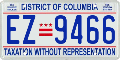 DC license plate EZ9466