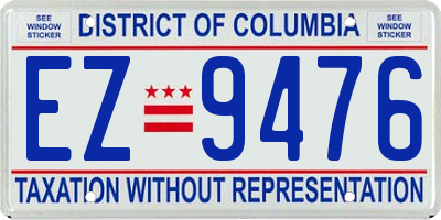 DC license plate EZ9476