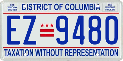 DC license plate EZ9480