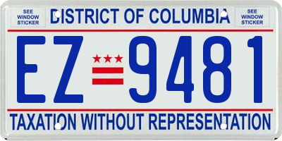 DC license plate EZ9481