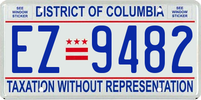 DC license plate EZ9482