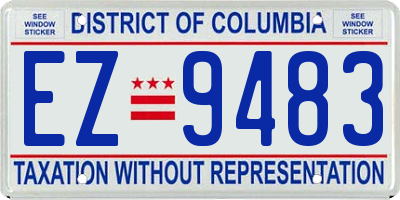 DC license plate EZ9483