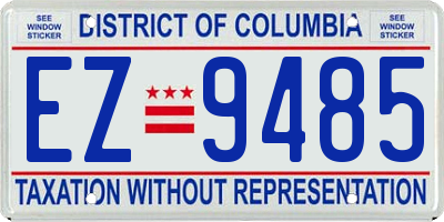 DC license plate EZ9485