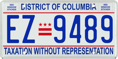 DC license plate EZ9489