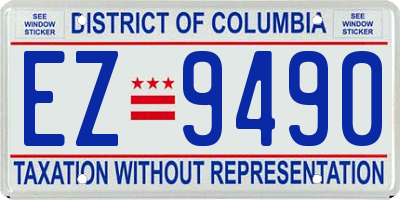 DC license plate EZ9490