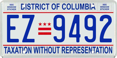 DC license plate EZ9492