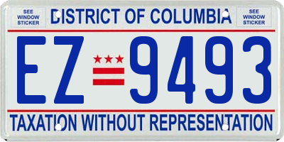 DC license plate EZ9493