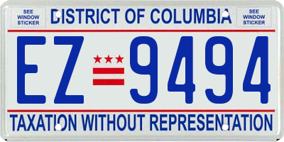 DC license plate EZ9494