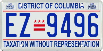 DC license plate EZ9496