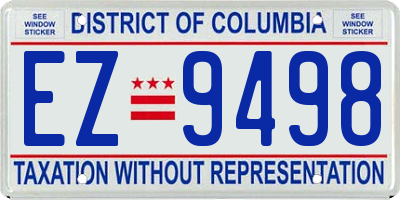 DC license plate EZ9498