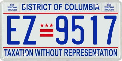 DC license plate EZ9517