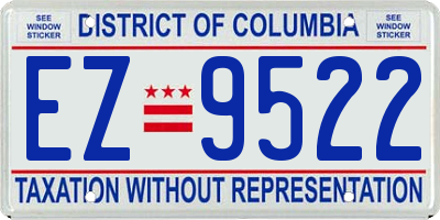 DC license plate EZ9522