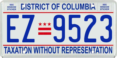 DC license plate EZ9523