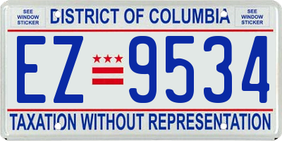 DC license plate EZ9534