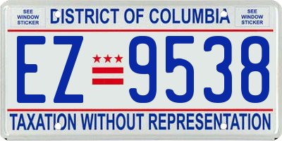 DC license plate EZ9538