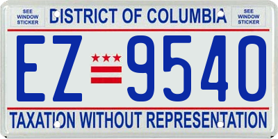 DC license plate EZ9540