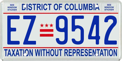 DC license plate EZ9542