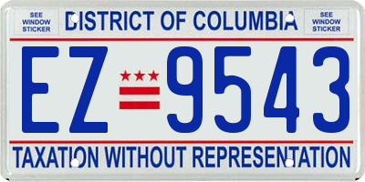 DC license plate EZ9543