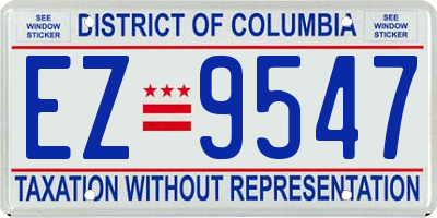 DC license plate EZ9547