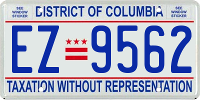 DC license plate EZ9562