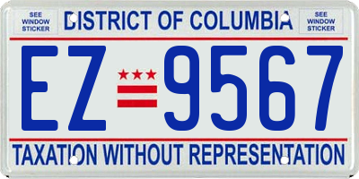 DC license plate EZ9567