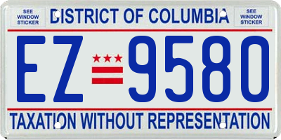 DC license plate EZ9580