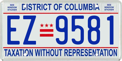 DC license plate EZ9581