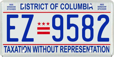 DC license plate EZ9582