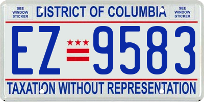 DC license plate EZ9583